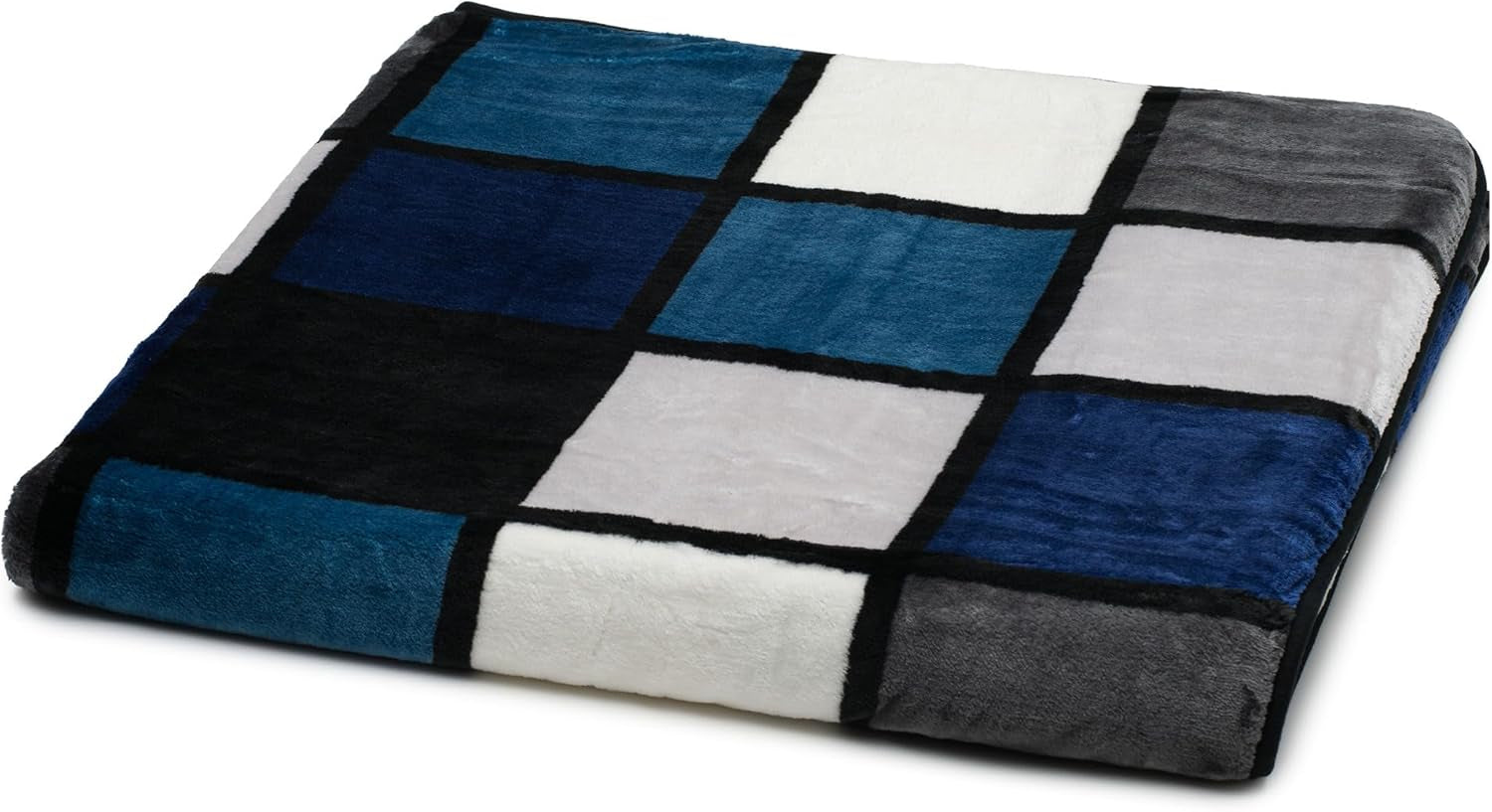 Gözze - Couverture douce et confortable, toucher cachemire, tissu épais 500 G/M², Antigua, 150 X 200 Cm - Moutarde/Noir/Blanc Lits et Couvertures Besuche den Gözze-Store Bleu/argent/blanc