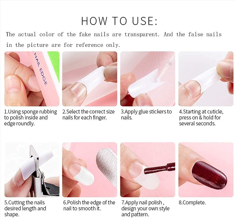 Faux ongles artificiels en acrylique français naturel, 500 pièces, pointes d'art avec boîte pour femmes et filles