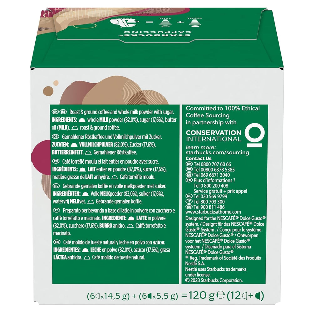 STARBUCKS Cappuccino by Nescafé Dolce Gusto Kaffeekapseln 6 x 12 (72 Kapseln)