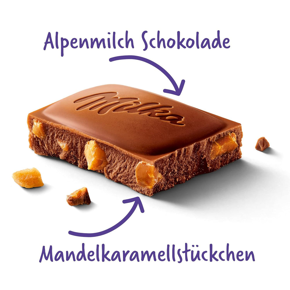 & Daim 1 x 100g I Chocolat au lait alpin I Aux morceaux de caramel et amandes I Chocolat au lait 100% alpin I Tablette de chocolat au Daim (Pack de 4)