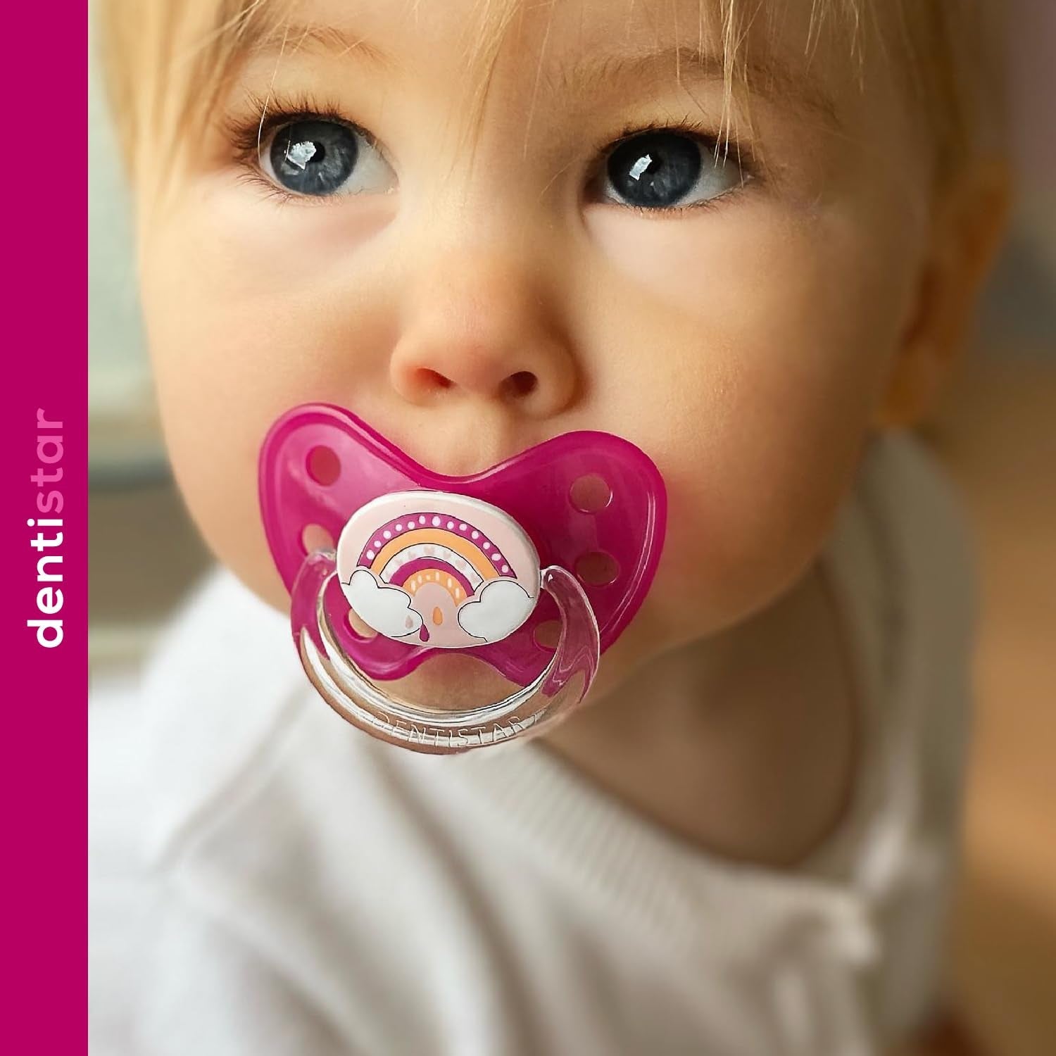 Sucette en silicone Dentistar®, paquet de 3 - Taille 1, tétine 0-6 mois - Respectueuse des dents et de la mâchoire, Stade dentaire - Sans BPA - Fabriquée en Allemagne - Fleur de cerisier