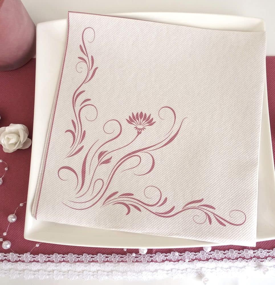 Appartina Elegantia 40 x 40 cm Serviettes Airlaid en tissu, Serviette de mariage de haute qualité, Serviettes de mariage en tissu Serviettes jetables pour diverses occasions (Rose vieux)
