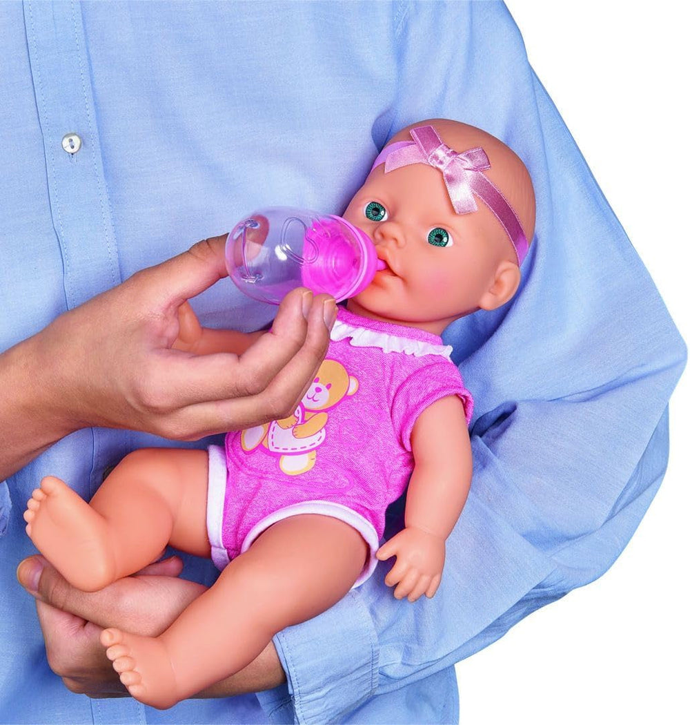 Simba 105030069 - New Born Baby Doll, poupée en vinyle avec fonction boire et nourrir, avec acte de naissance et accessoires, 4 pièces, 30 cm, poupée, à partir de 3 ans Naty Shop Dolls