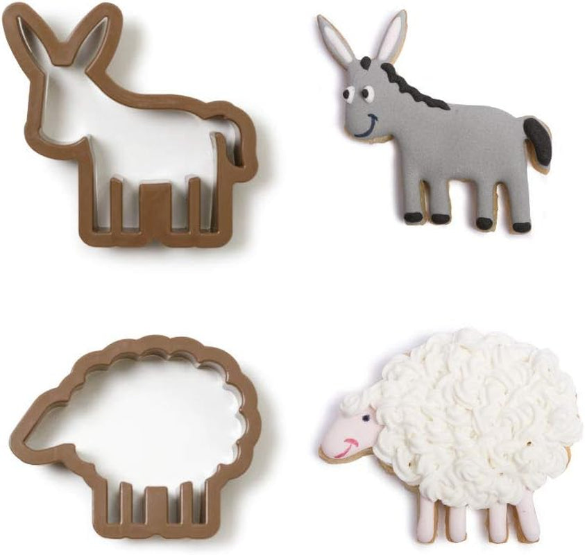 0255202 Lot de 2 boîtes à biscuits en plastique, âne et mouton