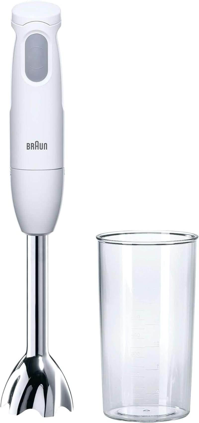 Braun Stabmixer MQ10.001M Multiquick 1 - Extra Light Pürierstab Mit Edelstahl-Mixfuß Und Easytwist System, Inkl. Mix- & Messbecher 600 ml, 450 watts, blanc mère et enfant Naty Shop Mq 100 Curry