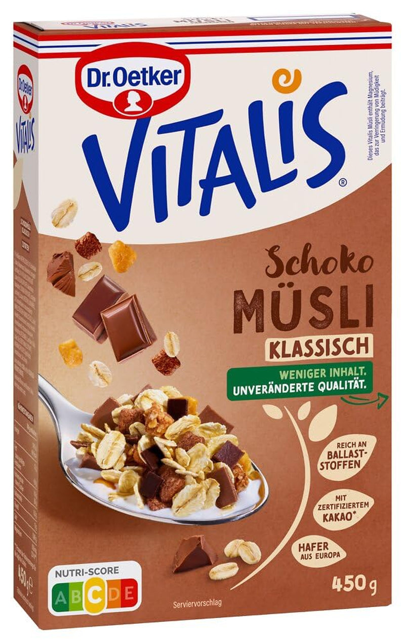 Dr. Oetker Vitalis Chocolate Muesli Classic : Muesli pour petit-déjeuner au chocolat au lait et noir, paquet de 7 (7 x 600 g)