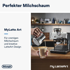 De'Longhi La Specialista Arte EC9155.MB Machine à expresso porte-filtre avec moulin, 8 niveaux de mouture, pression 15 bars, 3 niveaux de température, mousseur à lait, 1550 W, réservoir 1,7 L, acier inoxydable/noir, kit barista inclus