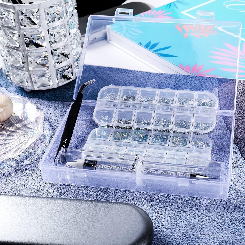 ANGNYA 4000 Pièces Strasssteine ​​​​Nägel Nail Art Strasssteine ​​​​Dekorationen Nagelsteine ​​​​Für Nail Art Zubehör Und Klare Kristall Strasssteine ​​​​Handwork Mit Pick up Pinzette Et Strass Picker Dotting Pen…