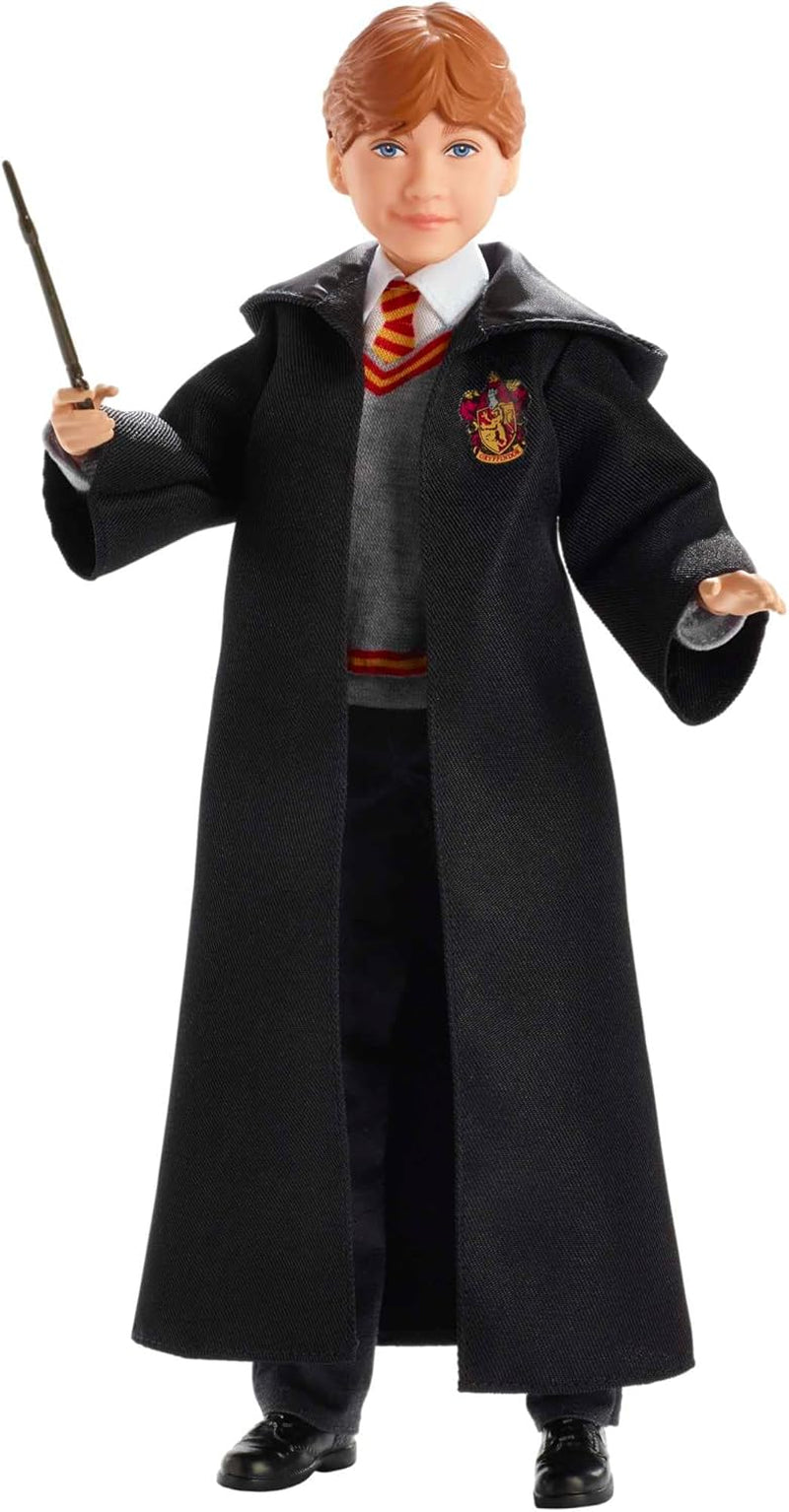 Mattel Harry Potter - Păpușă de colecție Ron Weasley (aprox. 26 cm) cu uniformă Hogwarts, halat Gryffindor și baghetă, jucărie de la 6 ani FYM52 Action figures Naty Shop Pat de o persoană