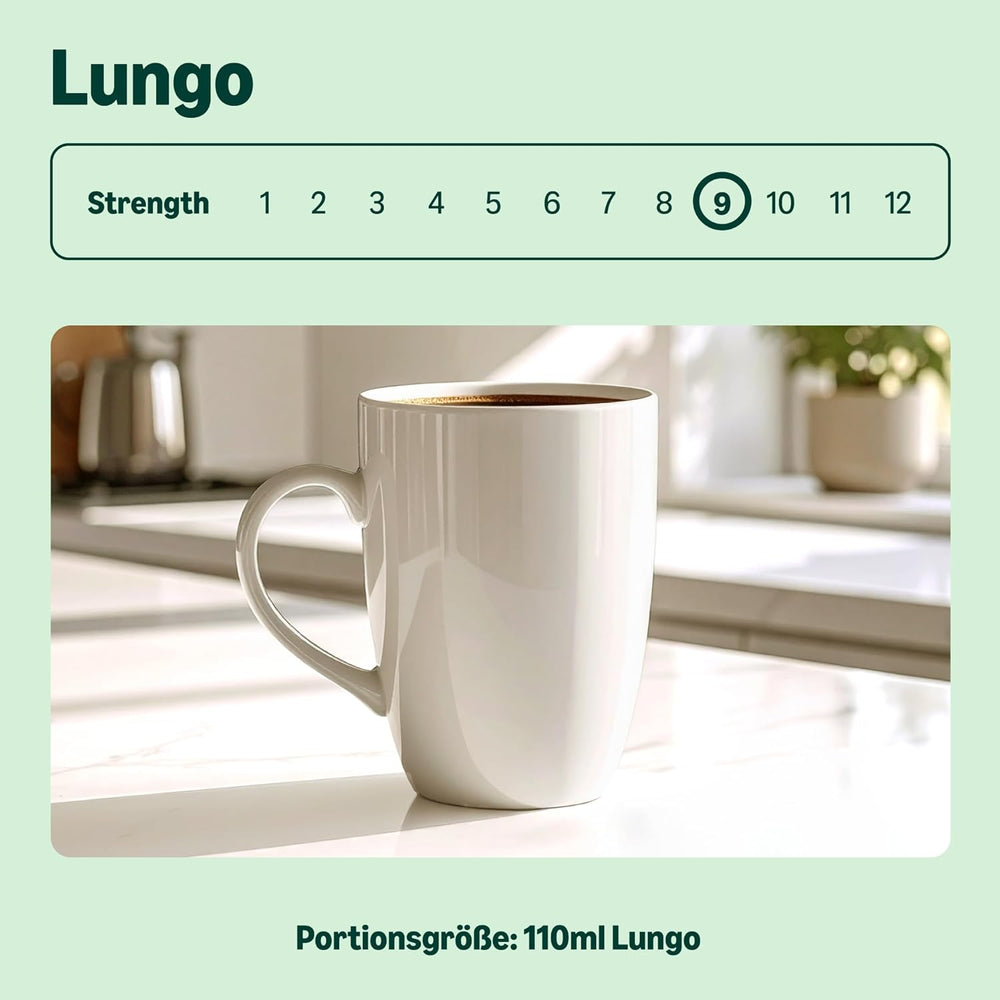 by Amazon Lungo Capsules de café en aluminium, compatibles avec Nespresso, avec des tasses, 100 pièces (5 paquets avec 20 pièces) – Certifié Rainforest Alliance