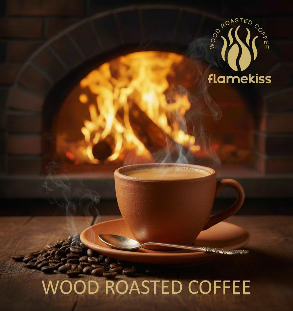 Grains de café 1 kg – Grains d'espresso Arabica et Robusta de haute qualité, torréfiés à la main au feu de bois pour une expérience de café en grains entiers riche et aromatique