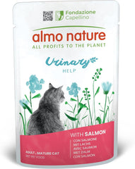 almo nature Functional Urinary Help - Nourriture humide pour chats adultes au saumon - Favorise la santé des voies urinaires - 30 sachets de 70 g chacun