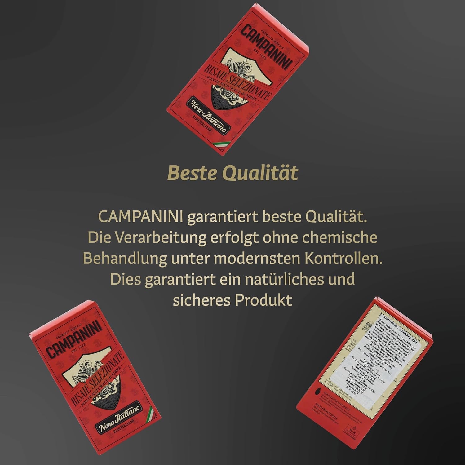 RISO NERO Riz Noir RISERA CAMPANINI 500g d'Italie Riz Oriental