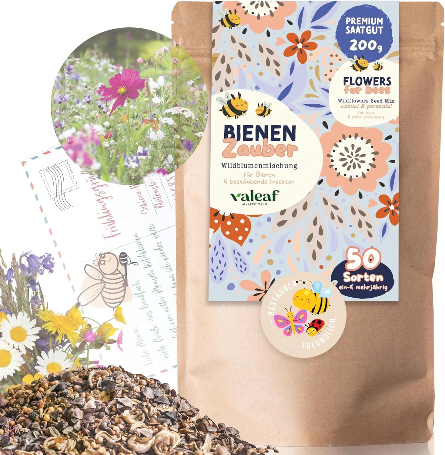 Blumensamen I 100G I 100M² Samen Mehrjährig Und Einjährig I Samen Für Bienen Blumenmischung I Wildblumensamen Für Balkonblumen Und Wildblumen I Bunte Bienenweide