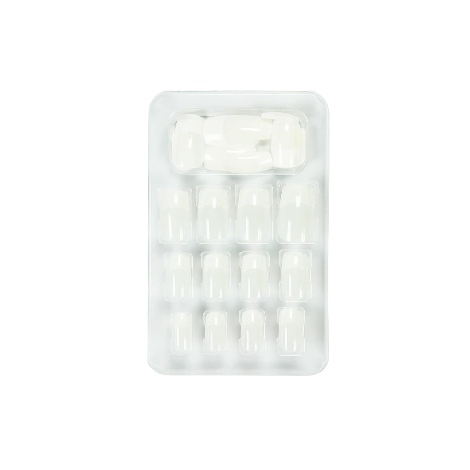 Glam'Up Paris - Faux Ongles - Couverture Complète - Facile à Utiliser - 24 Faux Ongles Par Boite + Double Adhésif - Forme Carré XL - N°3 - French manucure, Blanc