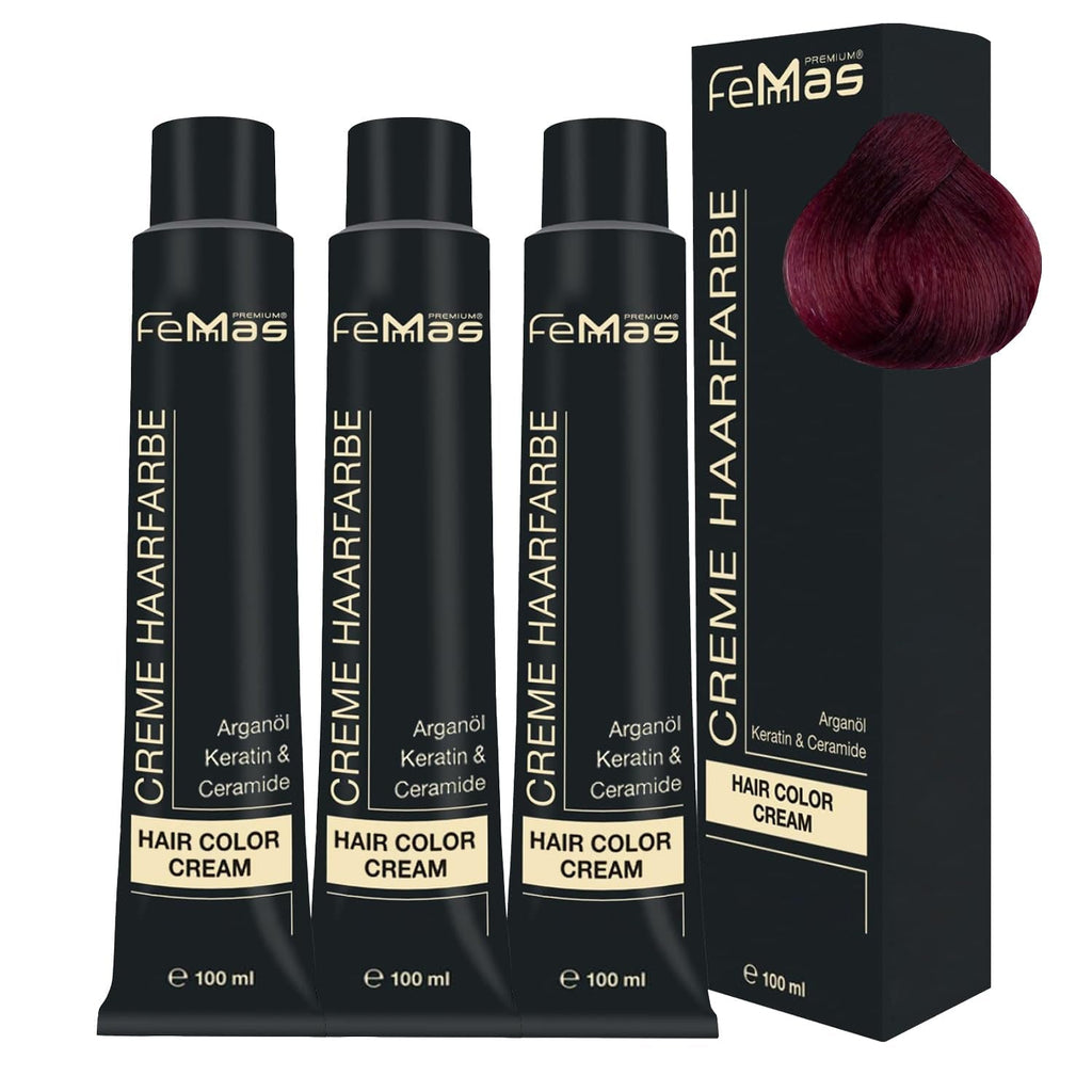 FemMas Hair Colour Pure & Mix Red I Cremă profesională cu ulei de argan, keratină și ceramide I Ca o vopsea de păr permanentă sau nuanță pentru rezultate radiante, de lungă durată I 100 ml