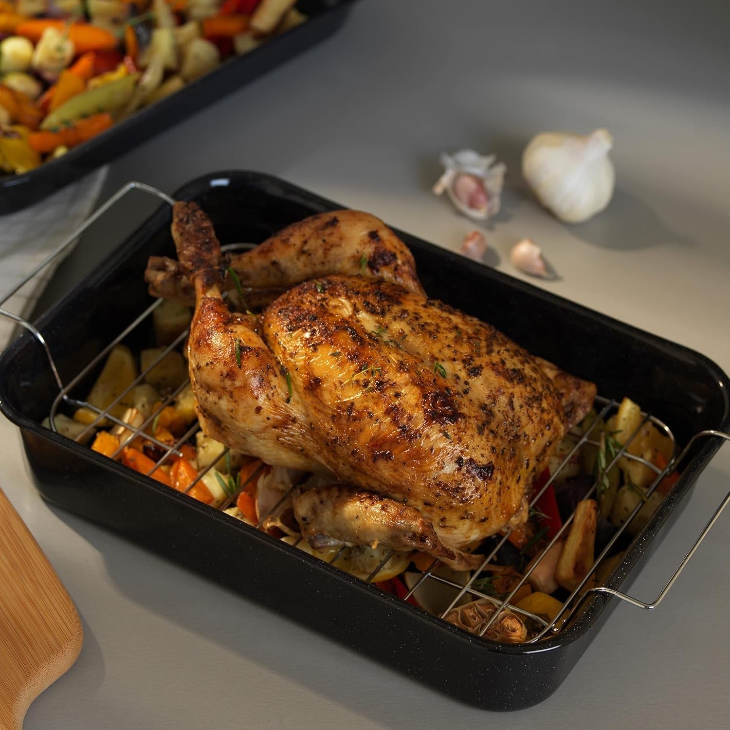 Russell Hobbs CW9161 Romano 34Cm Bräter en émail - Mit Gitter, Rechteckige Auflaufform Mit Rost, Spülmaschinenfest Ofenform, Grill Auflaufform, Bratform Für Backofen Ofenbeständig Bis 230 Degree Moules et plateaux pour la cuisson Naty Shop