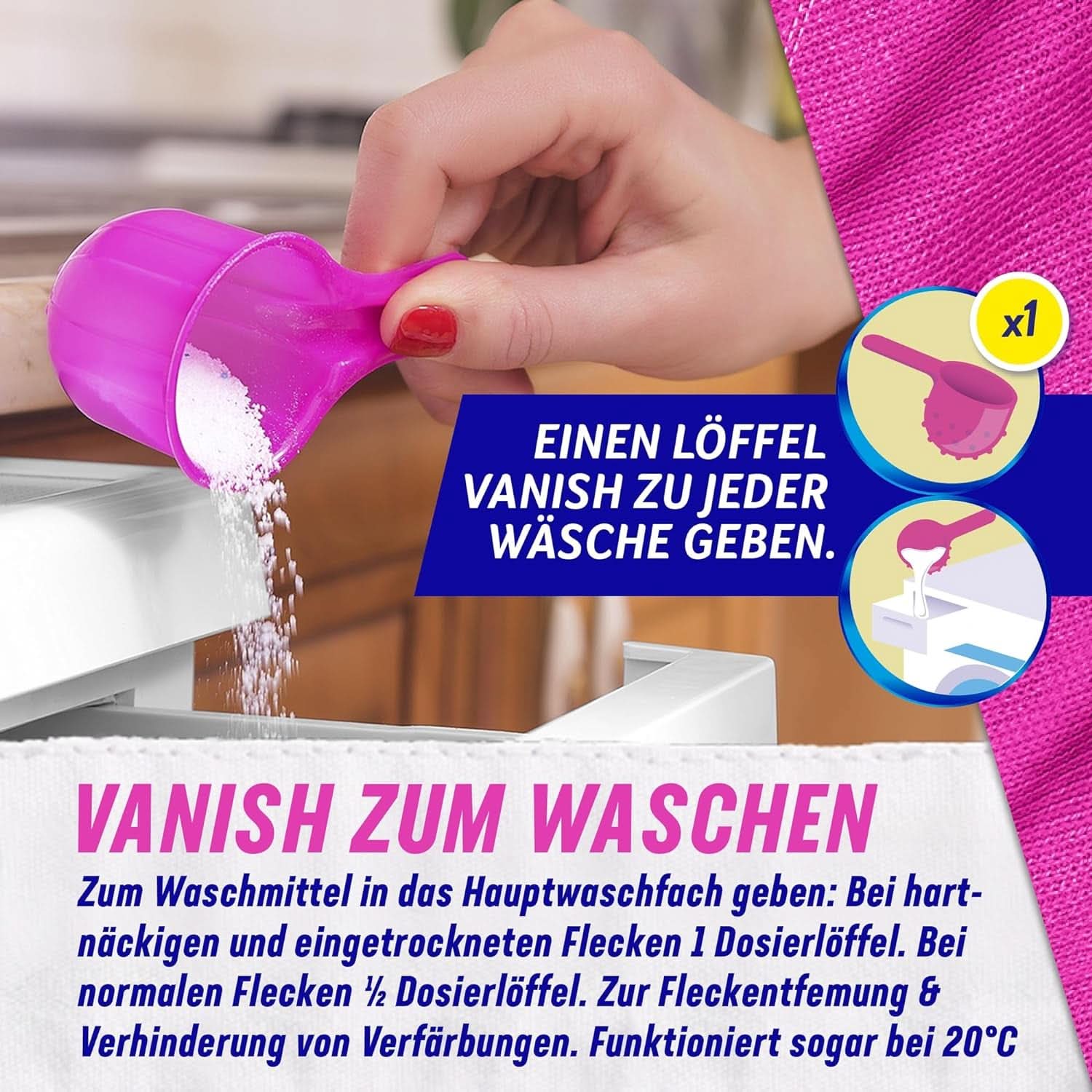 Vanish Oxi Action Powder Pink - 1,125 Kg - poudre détachante et améliorant le linge sans chlore - pour linge coloré Détergents à lessive Naty Shop