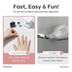 Modelones Nail Tips 510 pièces – Ensemble de pointes d'ongles à couverture complète, ensemble de pointes en gel, pointes d'ongles en résine PMMA pré-polonées, ongles artificiels à coller sur Nail Art DIY, Squoval court