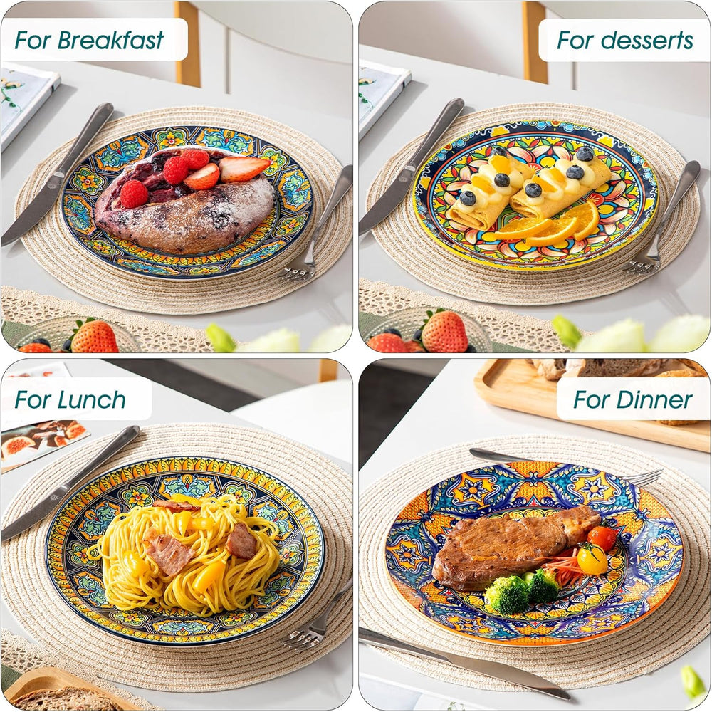 Lot de 6 assiettes à dessert, Vancasso KRVI pour 6 personnes, Ø 22 cm, passent au lave-vaisselle et au micro-ondes, assiettes à pâtes, assiettes à petit-déjeuner, assiettes à gâteaux