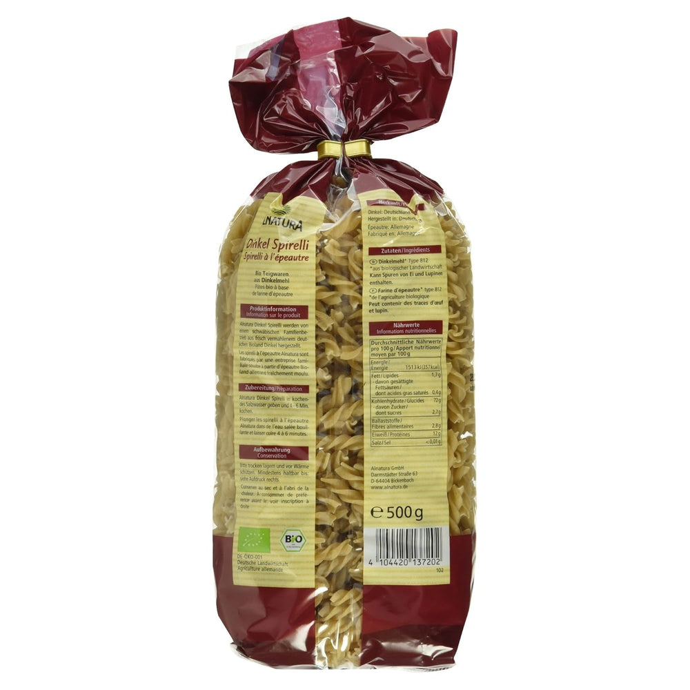 Spirales d'épeautre bio, 500g (l'emballage peut varier)