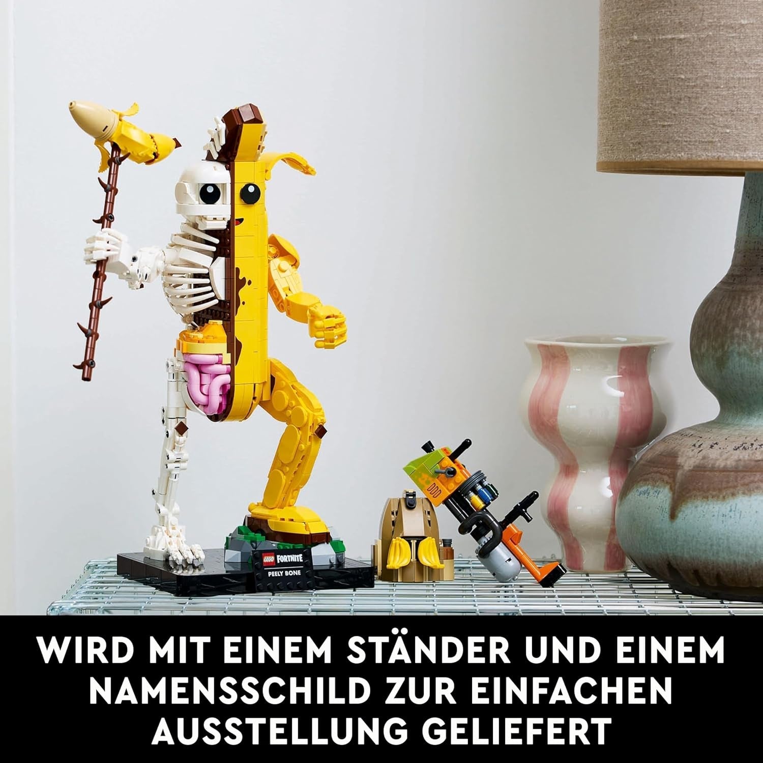 LEGO Fortnite Knochen-Schali - Gamer Modellbau -Bauset für Erwachsene - Schalenschläger Spitzhacke, Farbwerfer, Bananenrucksack - Gaming Deko - DIY Set - Gaming Geschenk für Erwachsene & Fans - 77072