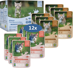 Bozita Nassfutter Häppchen in Sauce mit Fisch and Fleisch - 12x85g Portionsbeutel getreidefreies & weizenfreies Futter für Katzen - Katzennassfutter für Adult-Katzen mit 8.5% Protein & 4.5% Fettgehalt