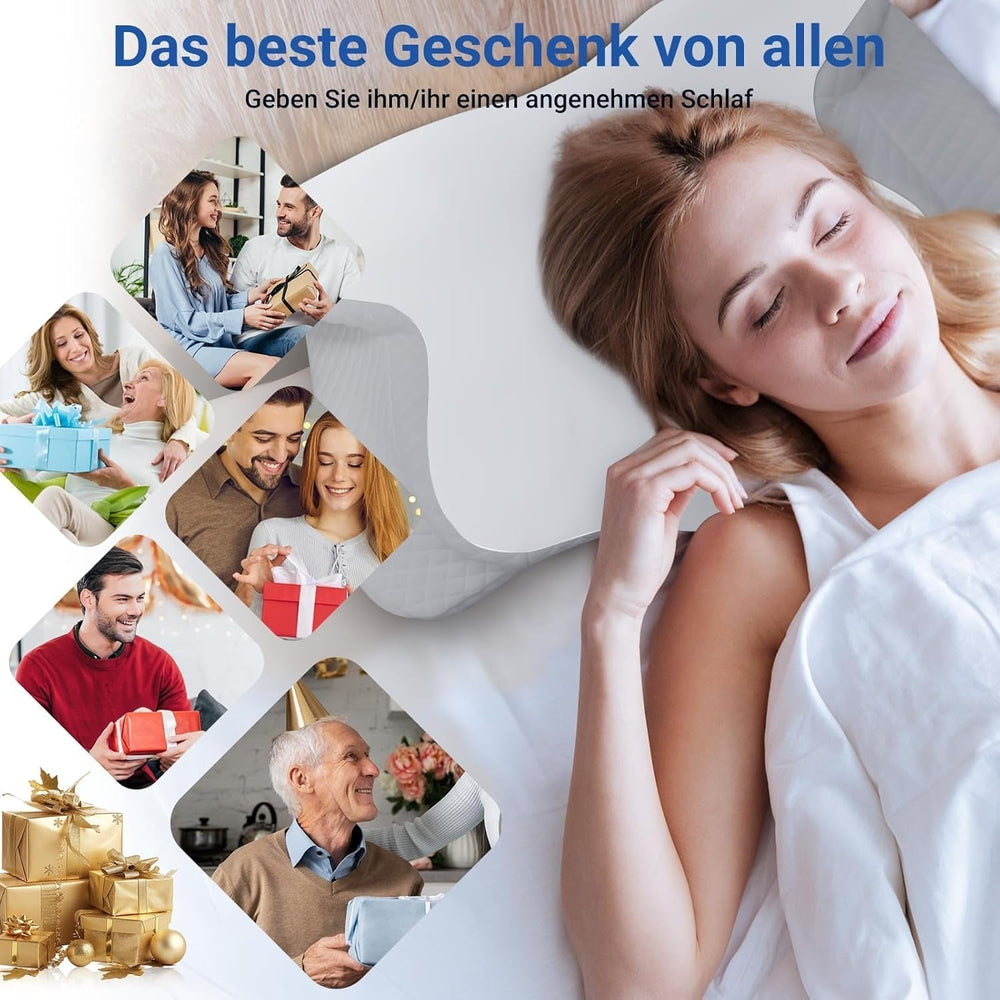 NVKHG Oreiller en mousse à mémoire de forme Oreiller ergonomique pour la nuque, oreiller en mousse à mémoire de forme pour dormir sur le côté, le dos et le ventre pour améliorer la qualité du sommeil, oreillers orthopédiques cervicaux 60X41X13/11Cm Naty Shop