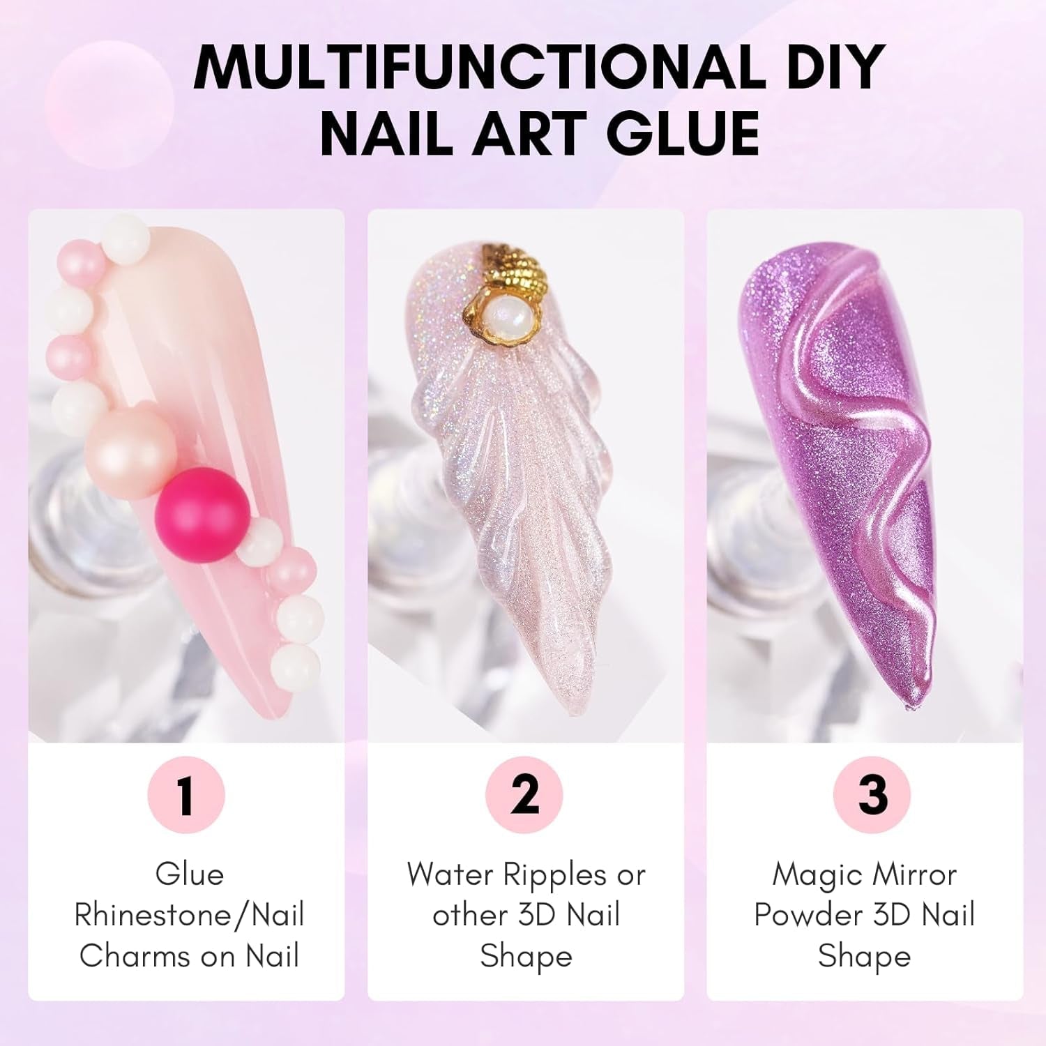 Makartt Gel adhésif pour strass – 15 ml de colle UV pour ongles avec breloques roses en forme de cœur, bijoux et accessoires de design d'ongles pour manucure à domicile, cadeau de Saint-Valentin