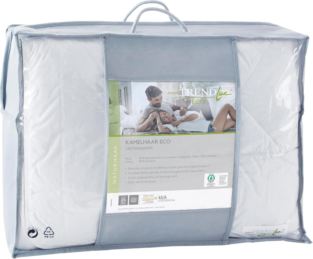 Badenia Trendline Eco Quilt Camel Léger 155 X 220 Cm, blanc, certifié Oeko-Tex, produit selon la norme de qualité allemande Couettes et couettes Naty Shop