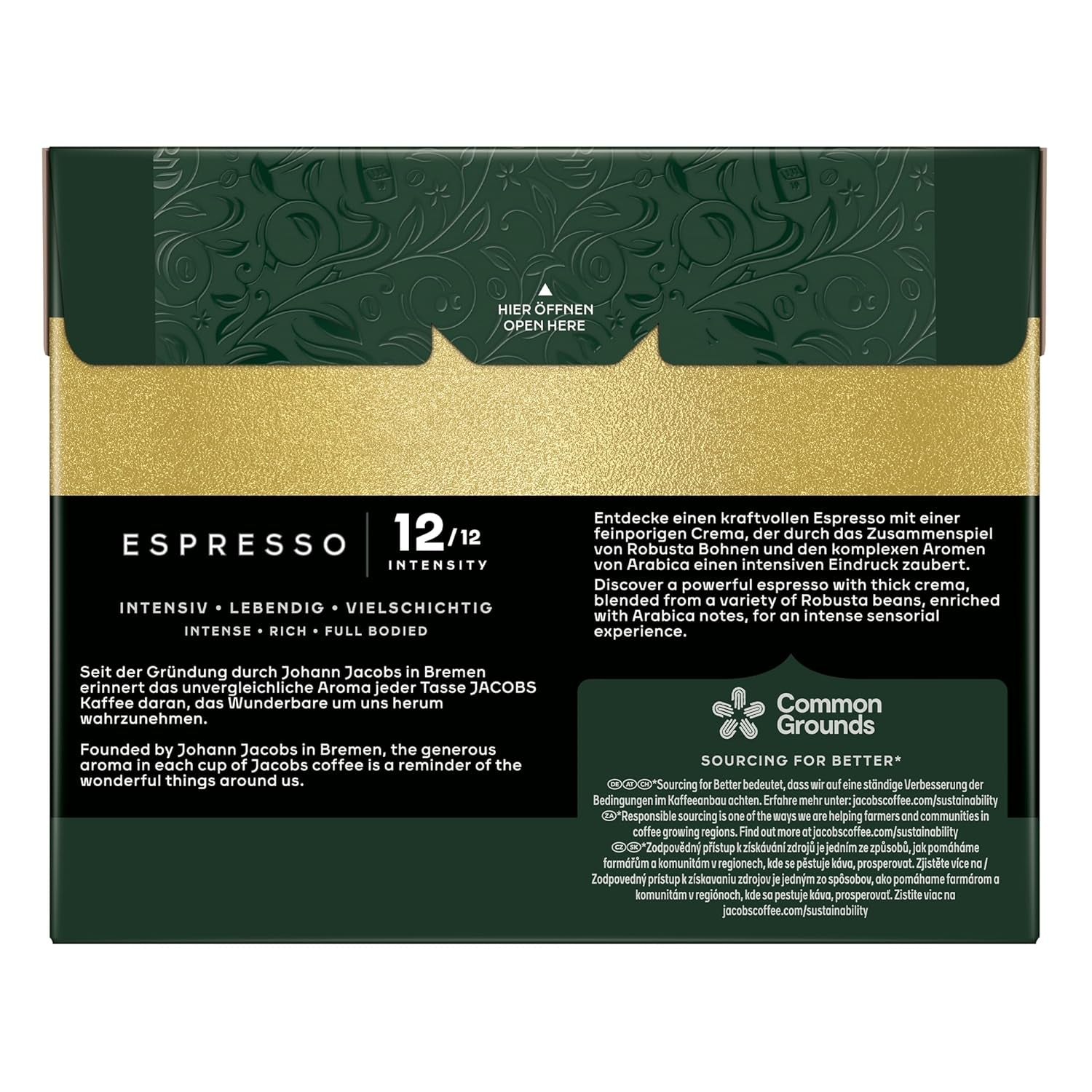 Jacobs Café expresso Ristretto, Megapack XXL, Intensité 12/12, 5 x 40 cafés, Café café compatible Nespresso*, 200 cafés