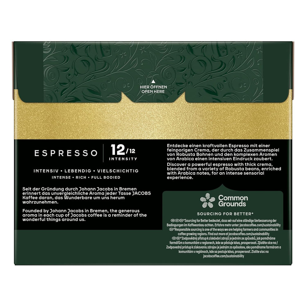 Jacobs Café expresso Ristretto, Megapack XXL, Intensité 12/12, 5 x 40 cafés, Café café compatible Nespresso*, 200 cafés