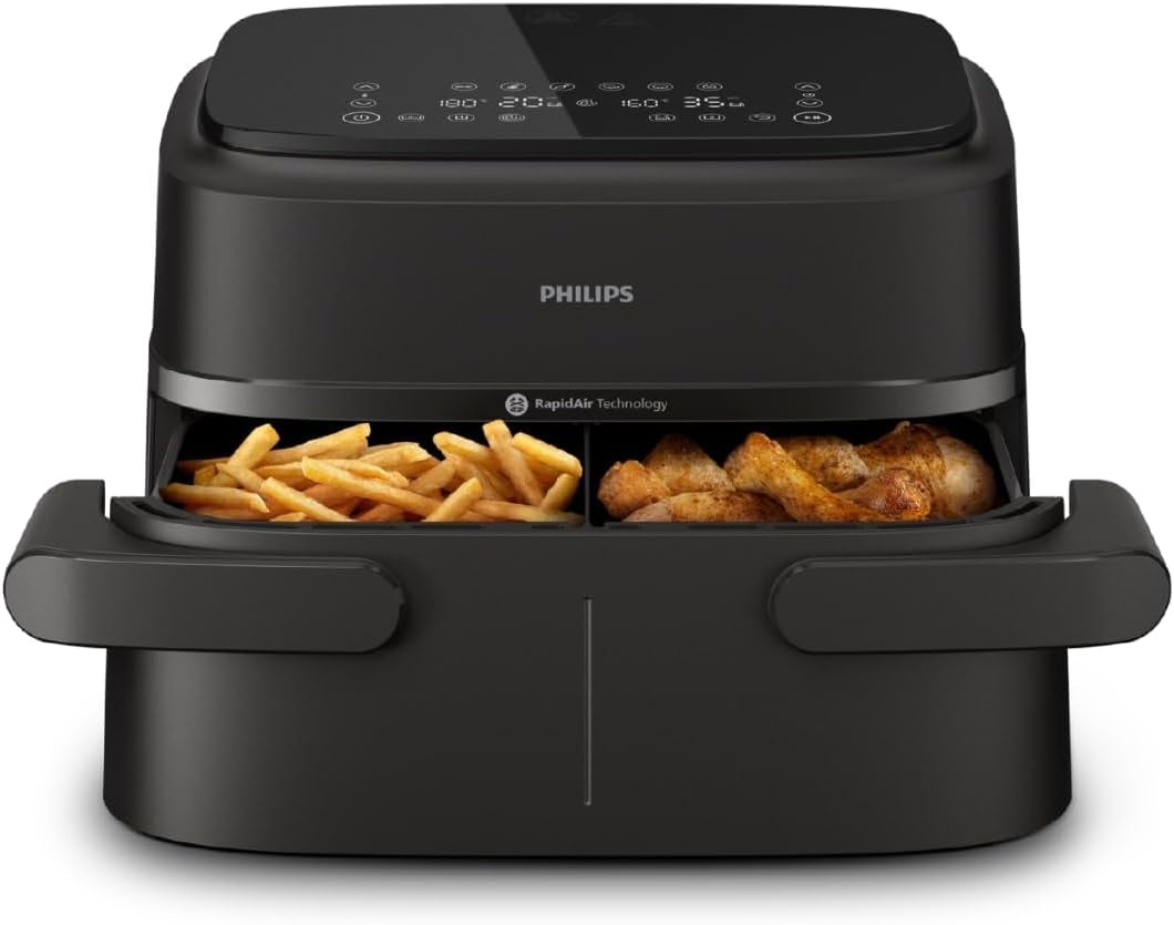 Philips Airfryer Dual Basket 3000 Series, 9L, 2 paniers, 2 plats prêts en même temps, technologie Rapidair plus air chaud Électroménagers Naty Shop Flex Basket 7,1 L