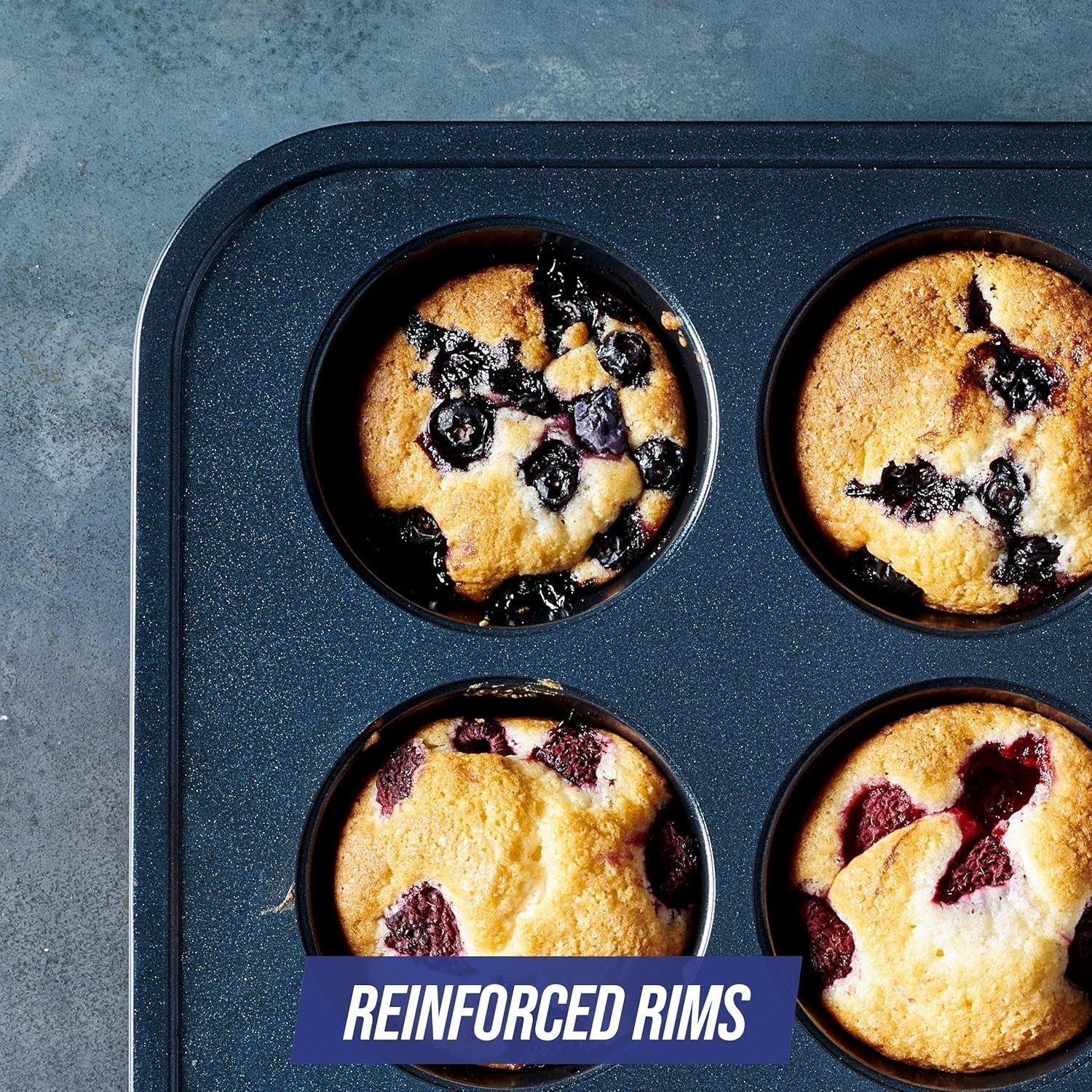 Blue Diamond Bakeware 12Er Muffinform Mit Antihaftbeschichtung, Blau Moules et plaques à pâtisserie Naty Shop