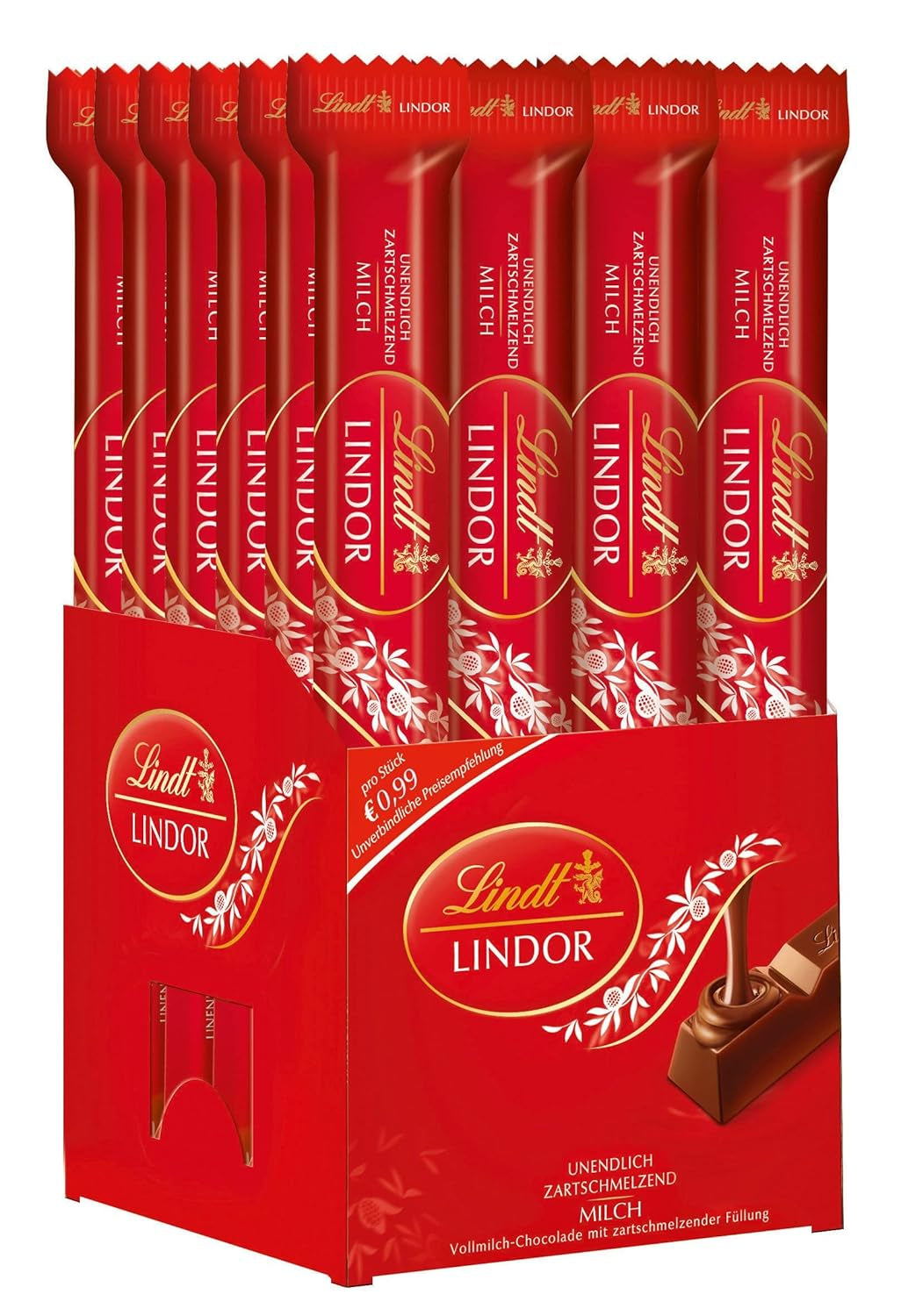 Batoane de ciocolată cu lapte Lindt LINDOR, 24 x 38 grame Bomboane de Ciocolata Naty Shop Default Title