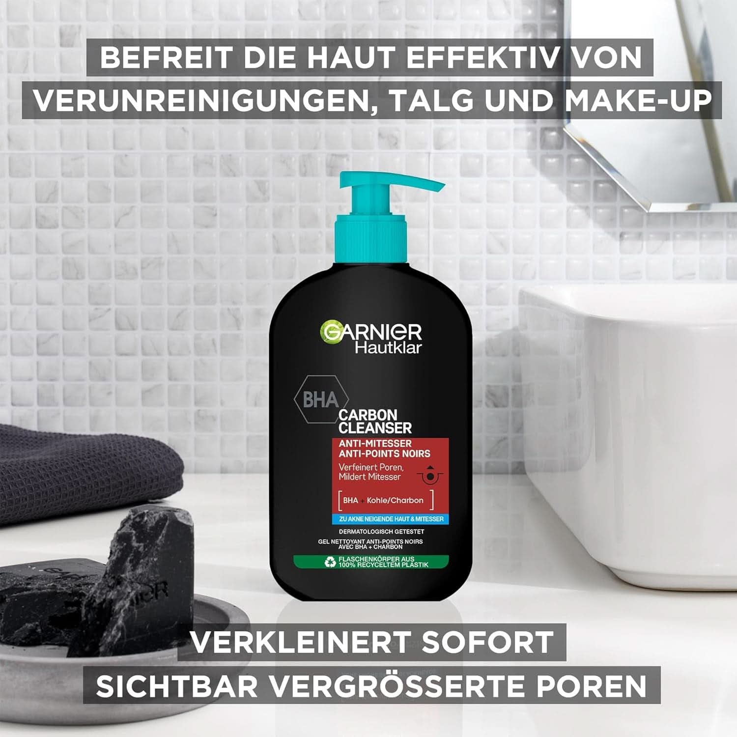 Garnier Charcoal Cleanser Gel Nettoyant Visage Contre Points Noirs & Boutons 250 ml Douche & Bain Naty Shop