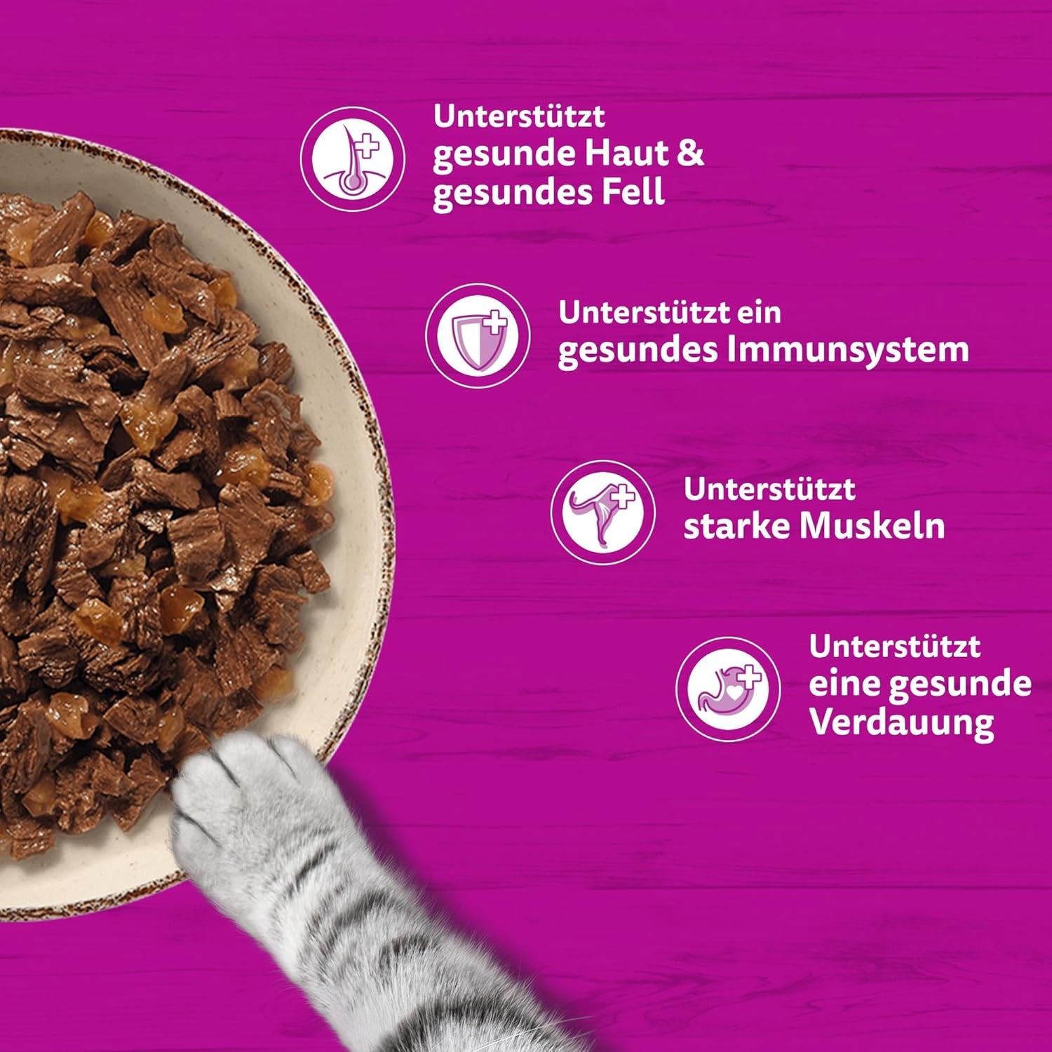 WHISKAS PURE DELIGHT Hrană umedă în jeleu 24 x 85g Ragout clasic (4 pachete) 48 pliculețe porționate