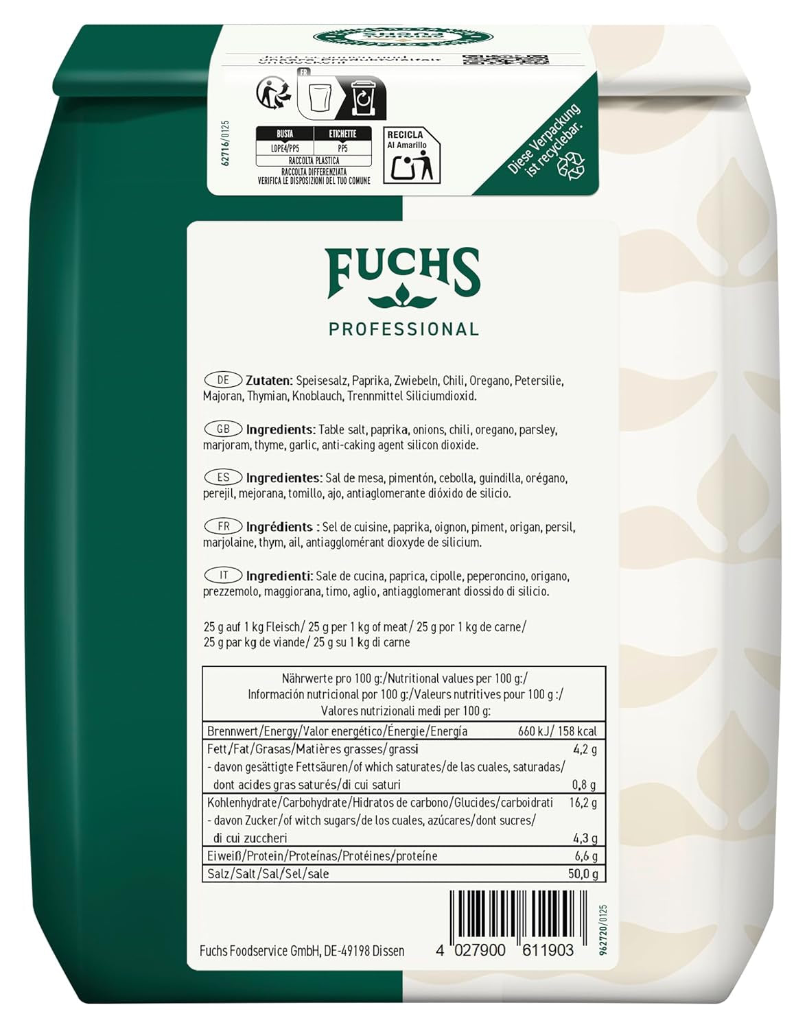 - Gyros Gewürzsalz | Gewürz für griechische Fleisch-Gerichte | Qualité professionnelle pour grossistes | Sac recyclable de 1 kg