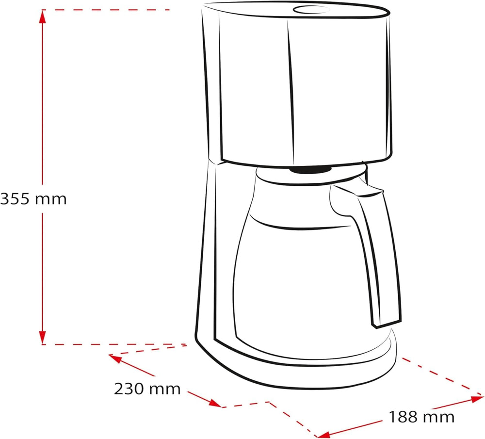 Melitta Enjoy Top Therm - Machine à expresso avec filtre et carafe thermique en acier inoxydable, pour jusqu'à 10 tasses de café, noir/acier inoxydable