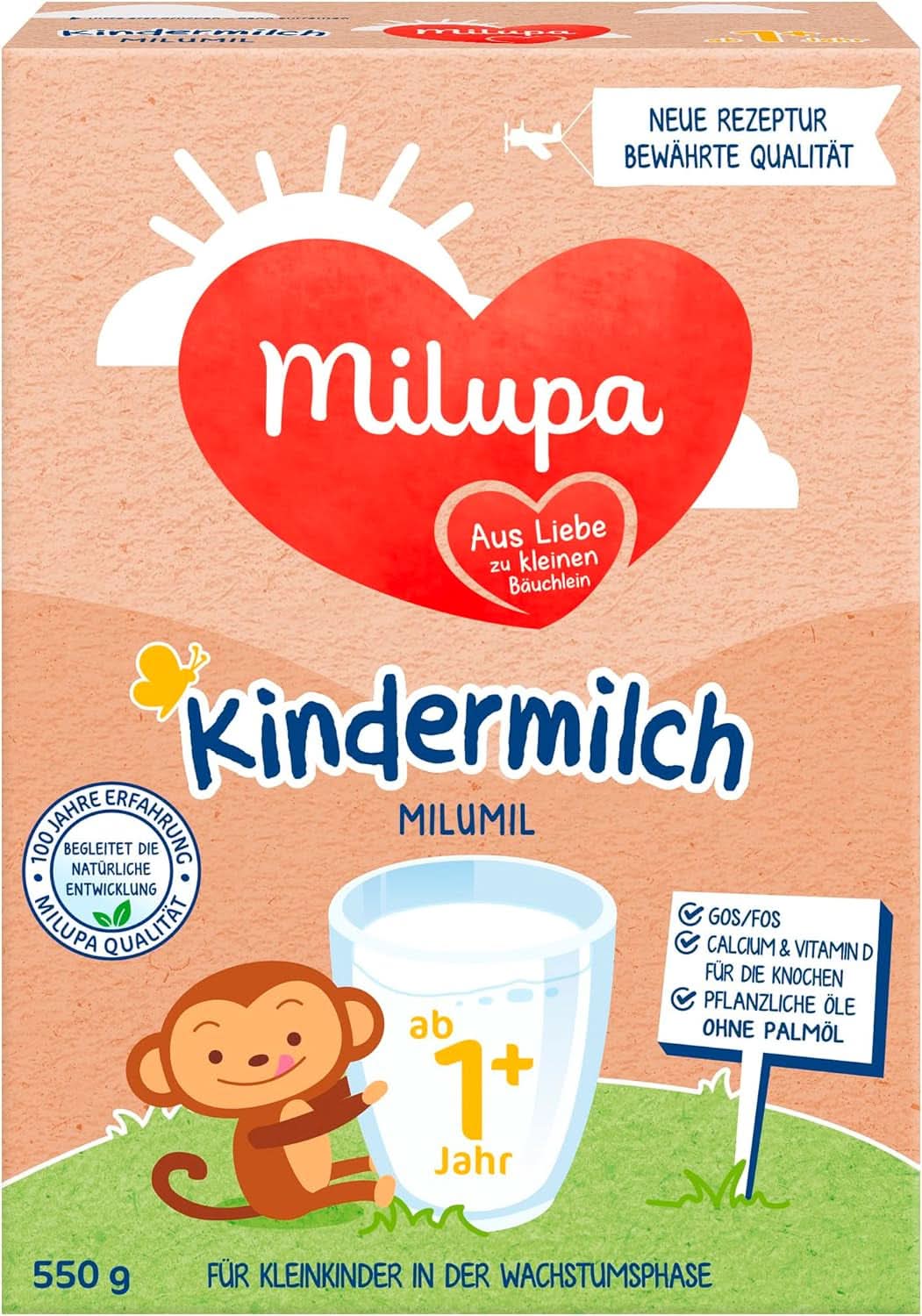Milupa Lait pour enfants Milumil 1 plus - à partir de 1 an - pour les jeunes enfants en phase de croissance - accompagne le développement naturel - 5 x 550 g de poudre Mère et Enfant Naty Shop Milupa Milumil lait pour enfants 1+ 550 grammes