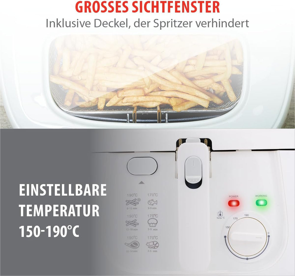 Friteuse Alpina 2,5L DF-165, 1800W - Température réglable jusqu'à 190°C Électroménager Naty Shop