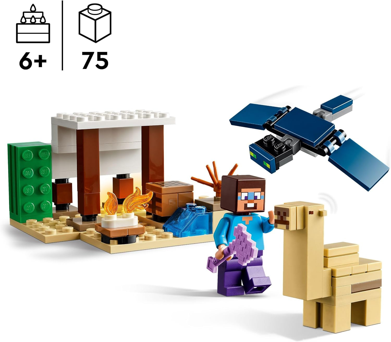 LEGO Minecraft Steves Wüstenexpedition - Spielzeughaus mit 3 Figuren - Spielzeug mit Minifiguren von Steve, Werkbank & verzauberte Axt - Gamer Geschenk für Jungen & Mädchen ab 6 Jahren - 21251