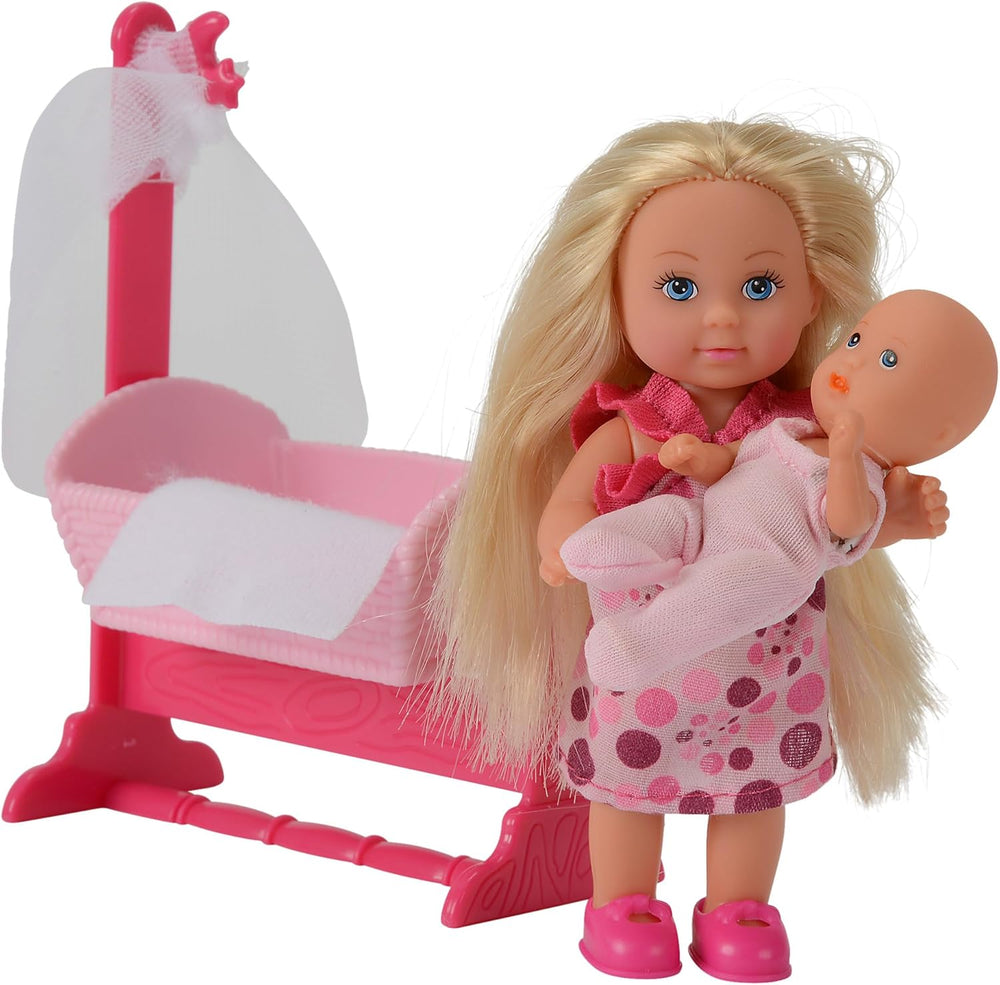 Simba 105736242 - Evi Love Doll Cradle 2 Assortiment Evi en nounou avec berceau et poupée mannequin bébé 12 cm pour 3 ans et plus