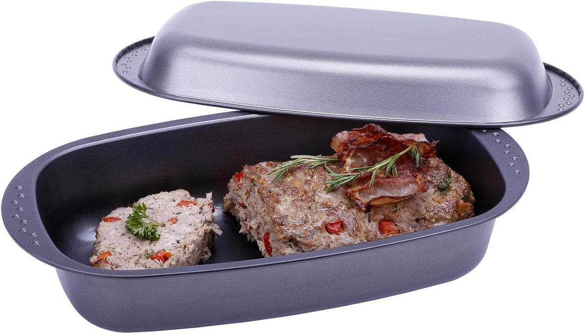 Chg 9942-04 Bratenform Mit Deckel, Antihaftbeschichte, Anthracite-Métallique, 37 X 20 X 7 Cm Moules et plateaux de cuisson Naty Shop