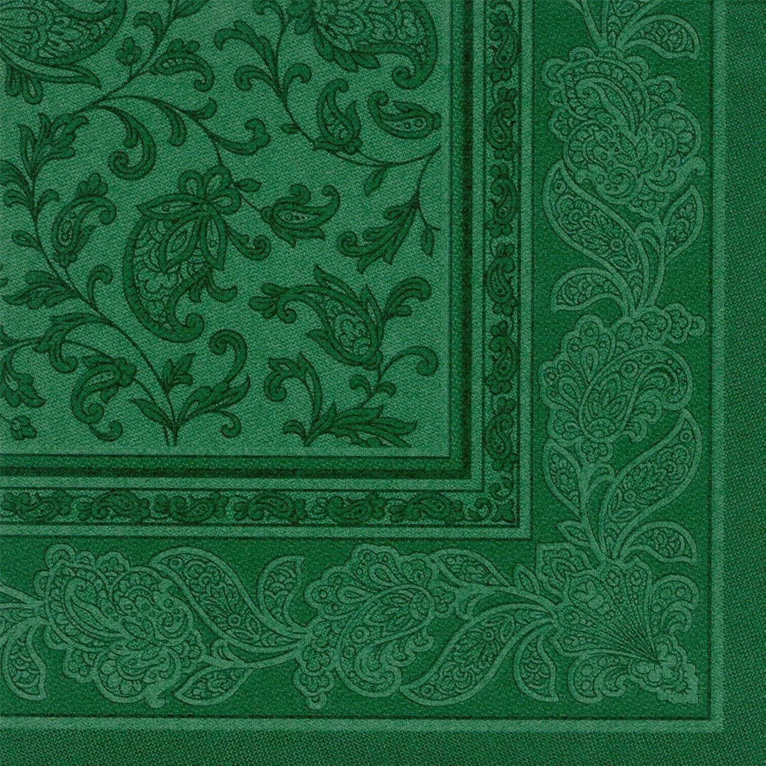 50 serviettes "Collection ROYAL" pli 1/4 40 Cm X 40 Cm vert foncé "Ornements"