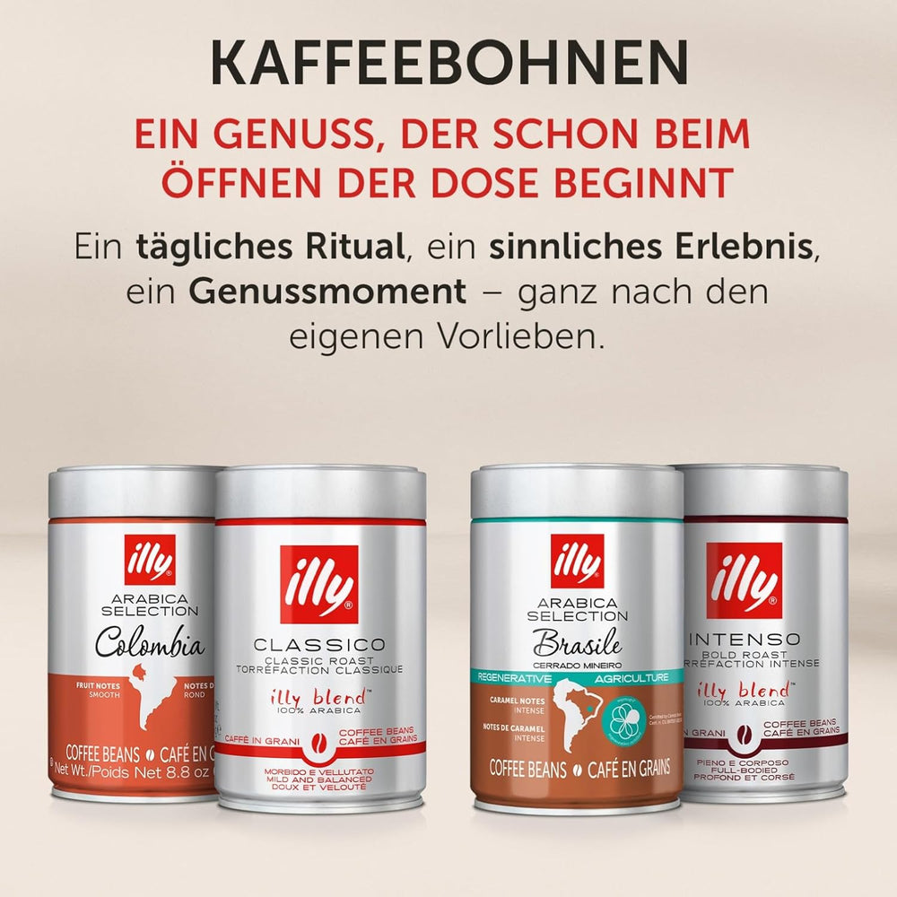 illy, Kaffeebohnen Zum Mahlen CLASSICO, 100% Arabica avec des notes de fleurs d'oranger et de jasmin, goût sucré et arrière-goût sucré, 1 dose de 500g