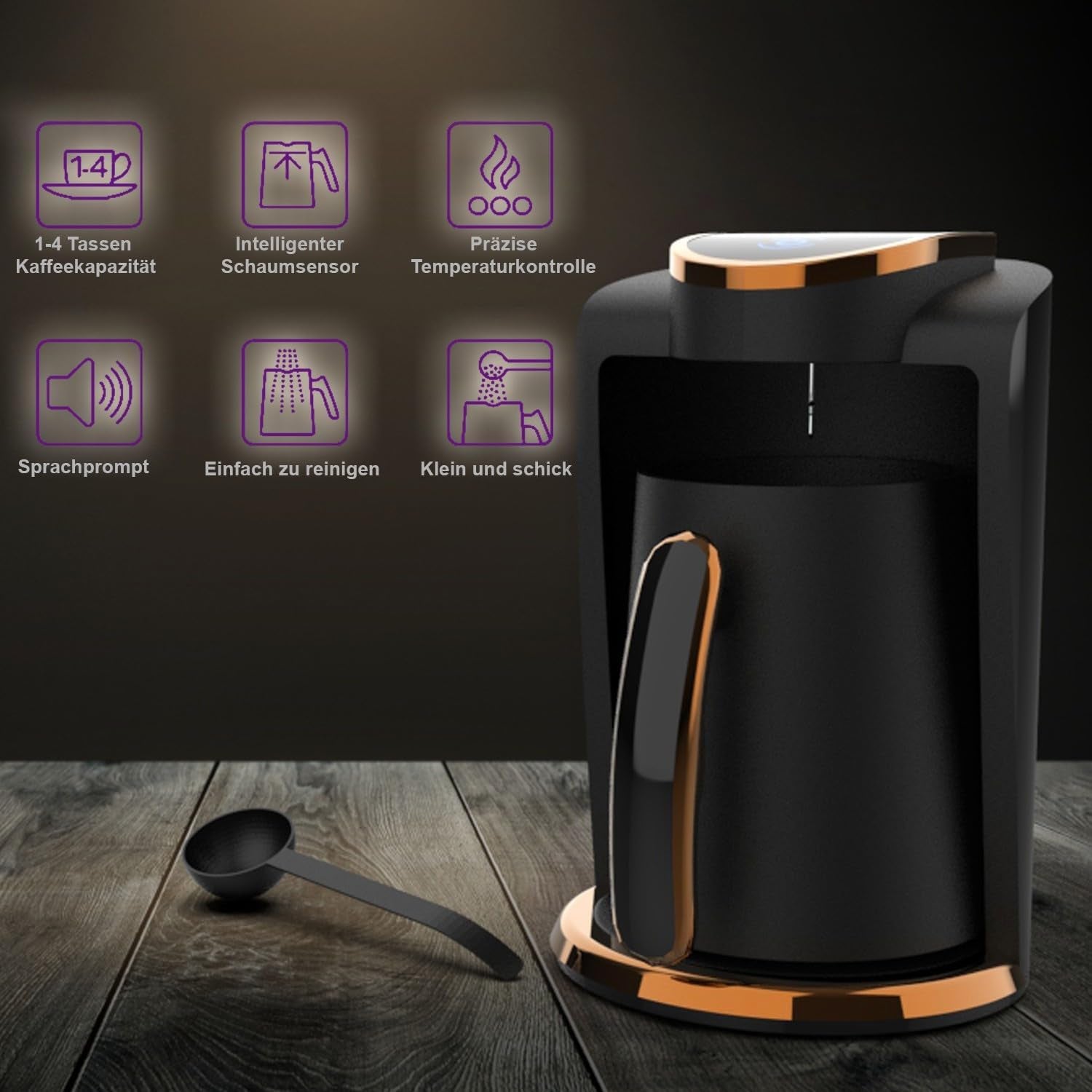 Café turc Inca | Machines turques Kahve | 250 ml (1 à 4 tasses) | 400W | IKM-01 | Protection contre les déversements et l'ébullition sans eau | Plaque chauffante en acier inoxydable | Arrêt automatique | Pour un café turc parfait