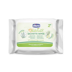 Lingettes humides protectrices Chicco NaturalZ, paquet de 20. Protection estivale naturelle à base de citronnelle et d'eucalyptus, protection de jour et de nuit.