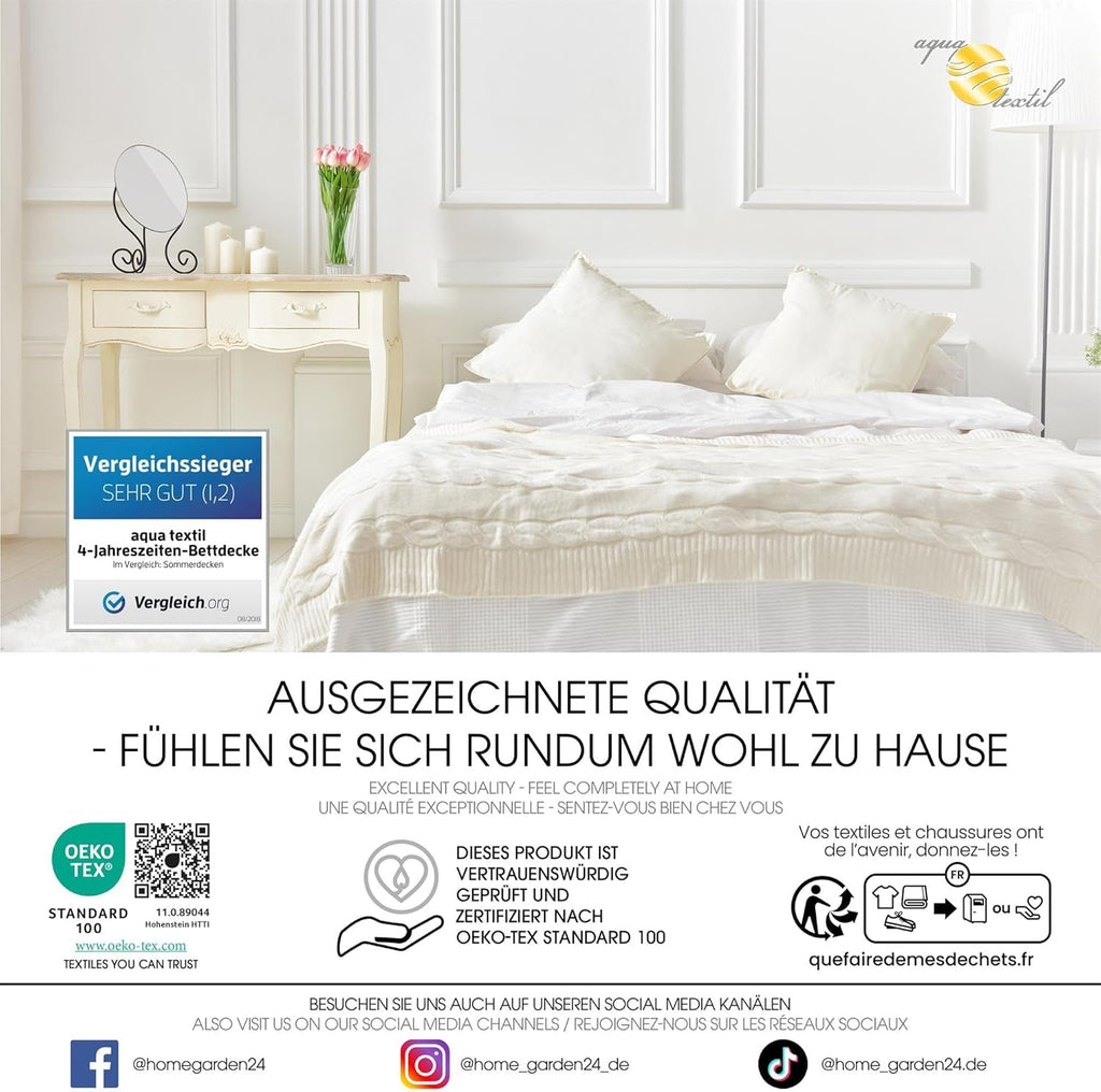 Aqua-Textil 4-sezon plapuma 135X200Cm Pături înnodate împreună Iarna 800G Vara 600G Reglarea climei Oeko-Tex Plapumi si pilote Naty Shop