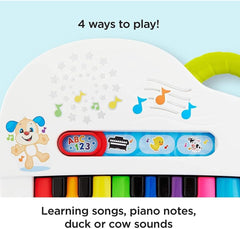 Fisher-Price Premier clavier pour bébé - piano jouet portable avec 4 options de lecture, chansons, lumières et sons, apprentissage ludique, version : UK-anglais , GFK04 Baby Toys Naty Shop